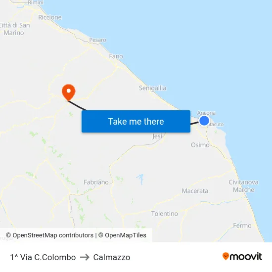 1st Columbus Street to Calmazzo map