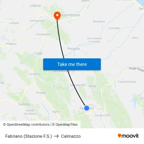Fabriano (Railway Station) to Calmazzo map
