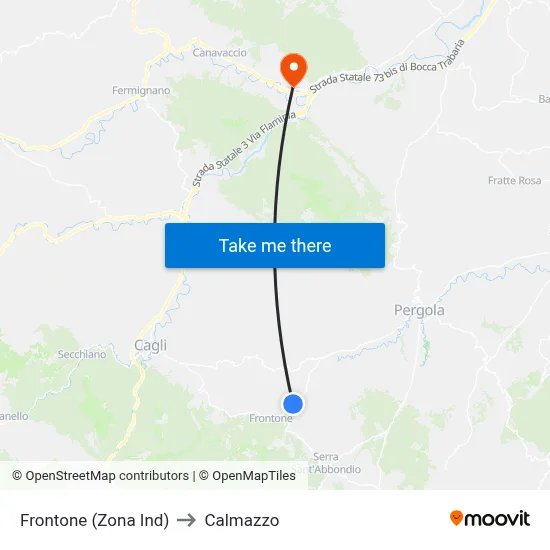 Frontone (Industrial Zone) to Calmazzo map
