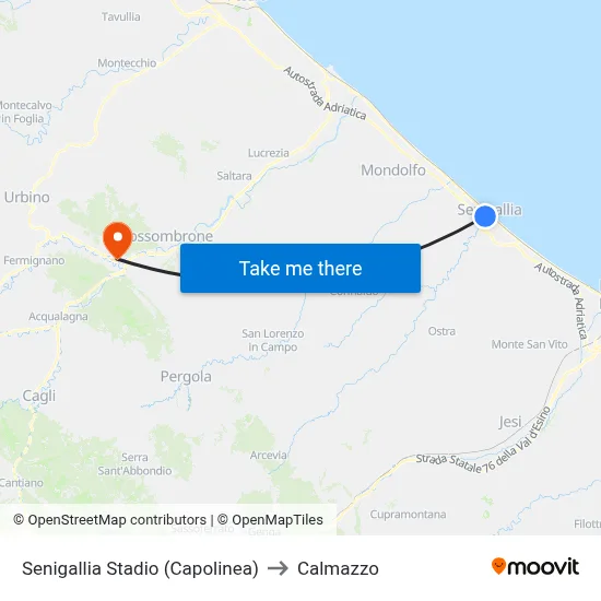 Senigallia Stadium (Terminal) to Calmazzo map