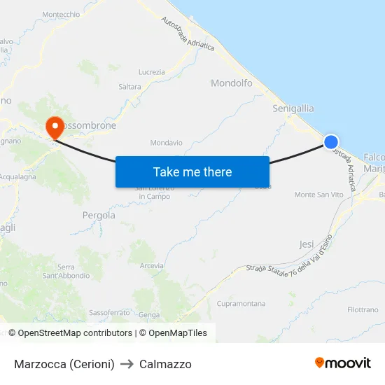 Marzocca (Cerioni) to Calmazzo map