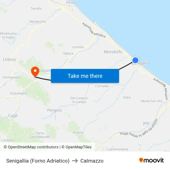 Senigallia (Adriatic Bakery) to Calmazzo map