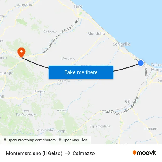 Montemarciano (The Mulberry) to Calmazzo map