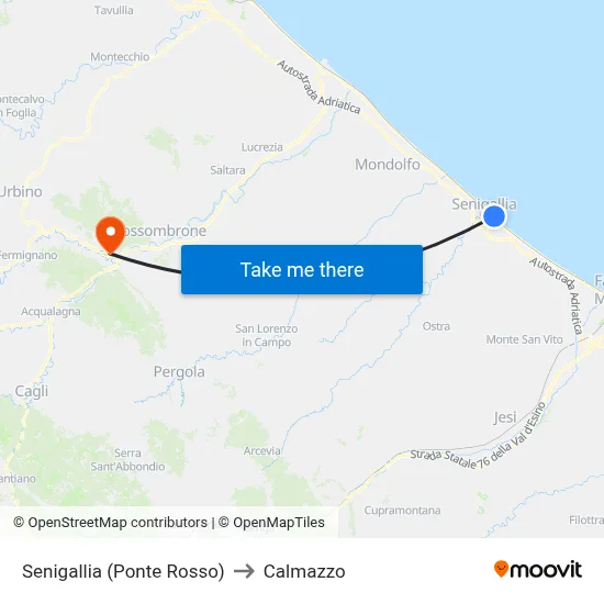 Senigallia (Red Bridge) to Calmazzo map