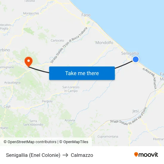 Senigallia (Enel Colonies) to Calmazzo map