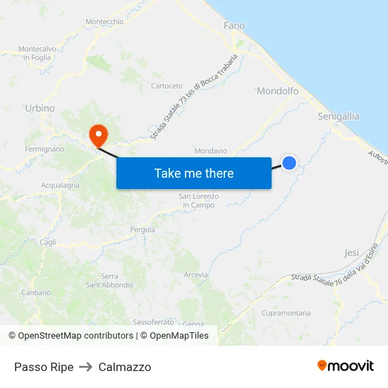 Passo Ripe to Calmazzo map