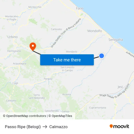 Passo Ripe (Belogi) to Calmazzo map