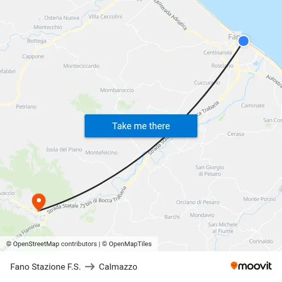 Fano Train Station to Calmazzo map