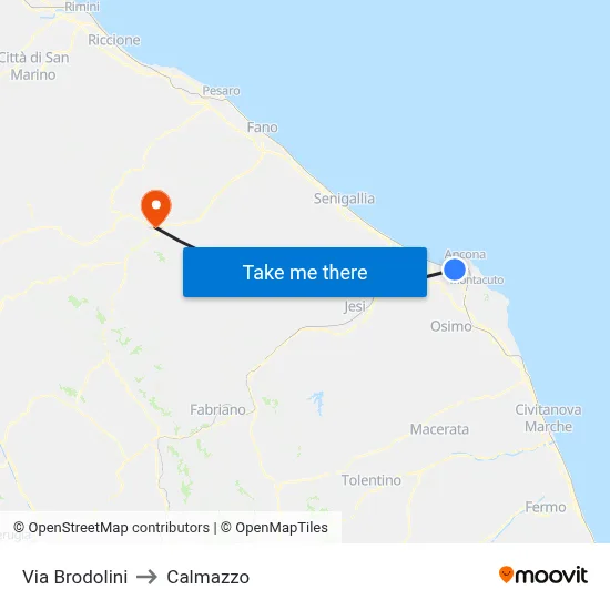 Brodolini Street to Calmazzo map