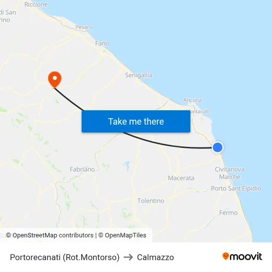 Portorecanati (Montorso Roundabout) to Calmazzo map