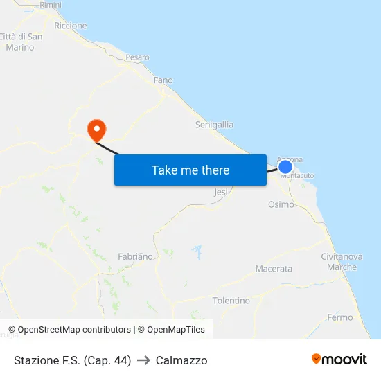 Train Station (Cap. 44) to Calmazzo map