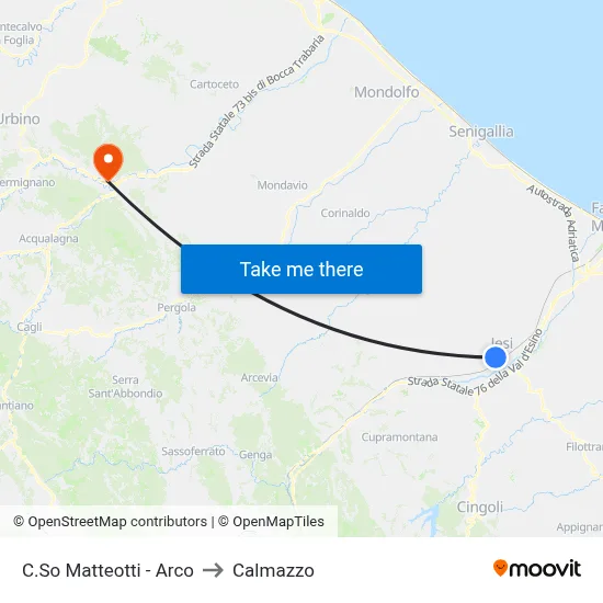 Matteotti Course - Arch to Calmazzo map