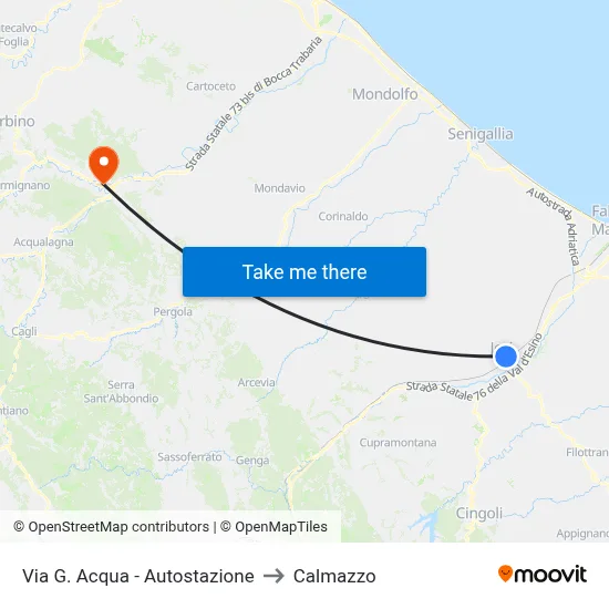 Via G. Acqua - Bus Station to Calmazzo map