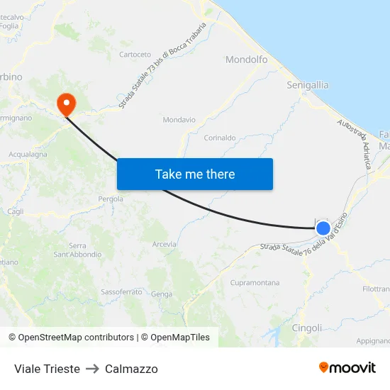 Trieste Avenue to Calmazzo map