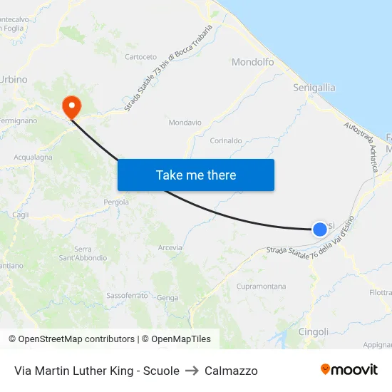 Martin Luther King Street - Schools to Calmazzo map
