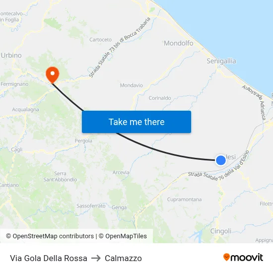 Via Gola Della Rossa to Calmazzo map