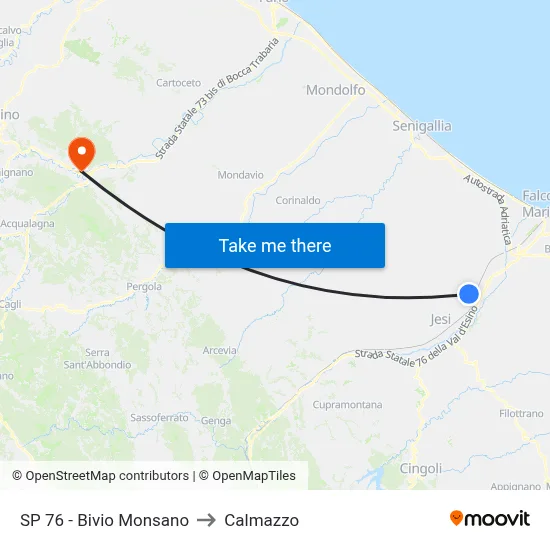 Provincial Road 76 - Monsano Junction to Calmazzo map