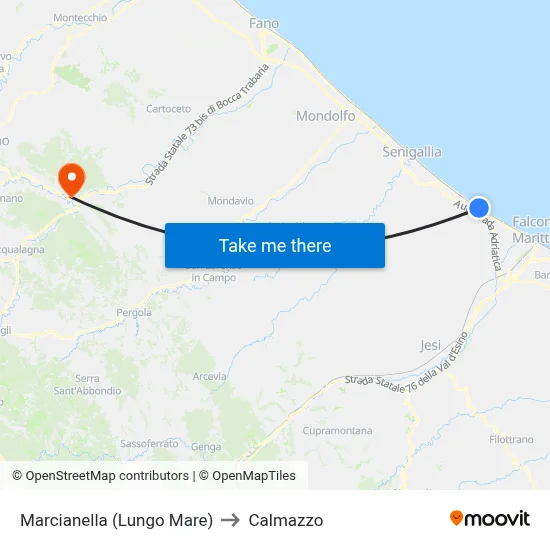 Marcianella (Seafront) to Calmazzo map