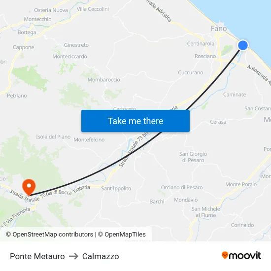 Metauro Bridge to Calmazzo map