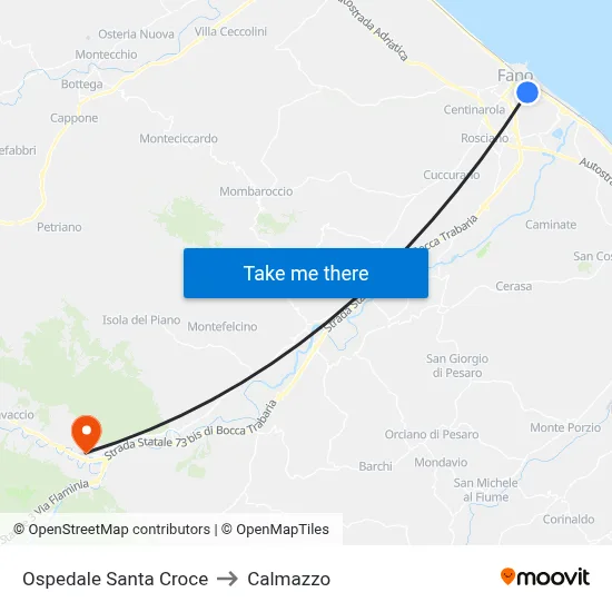 Santa Croce Hospital to Calmazzo map