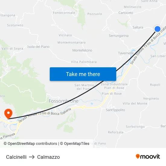Calcinelli to Calmazzo map