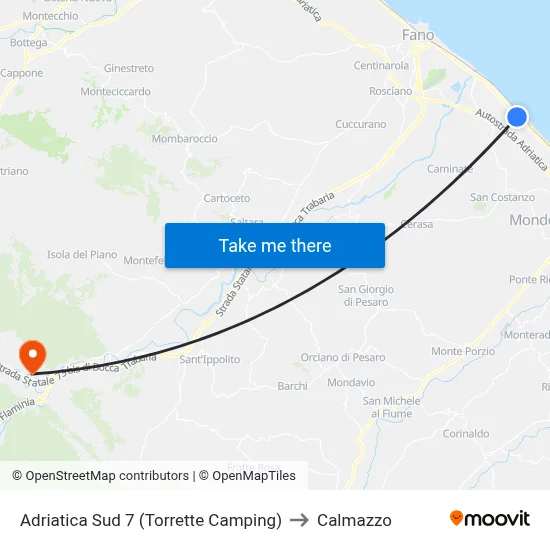 South Adriatic 7 (Torrette Camping) to Calmazzo map