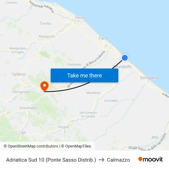 South Adriatic 10 (Ponte Sasso Gas Station) to Calmazzo map