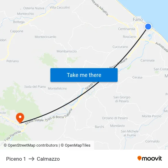 Piceno 1 to Calmazzo map