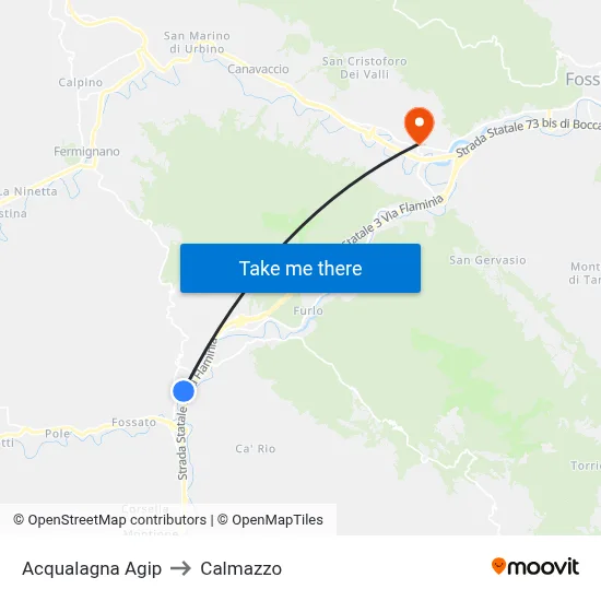 Acqualagna Agip to Calmazzo map