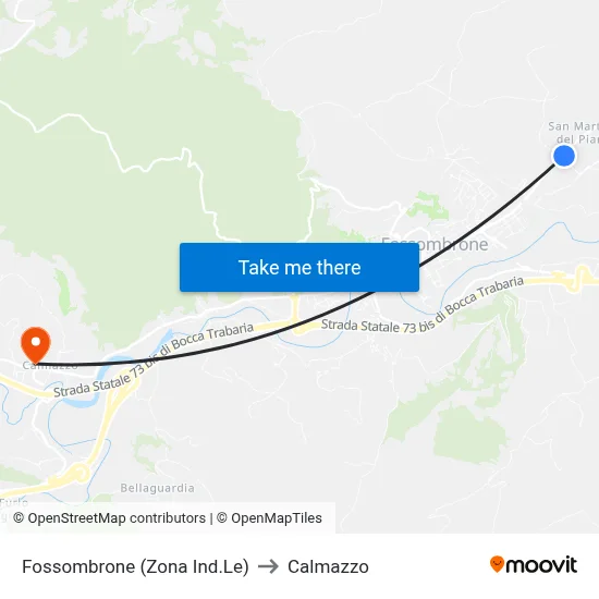 Fossombrone (Industrial Zone) to Calmazzo map