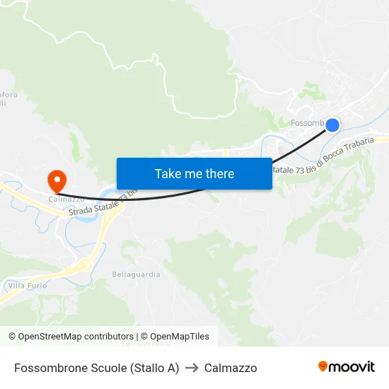 Fossombrone Schools (Bay A) to Calmazzo map