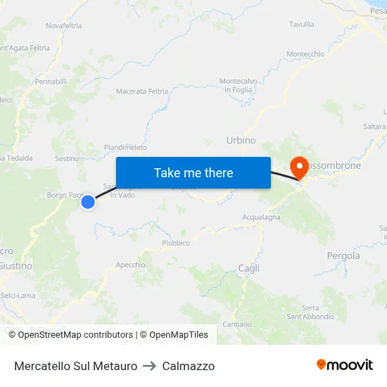Mercatello Sul Metauro to Calmazzo map