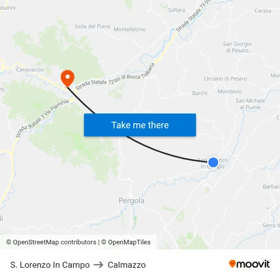 San Lorenzo In Campo to Calmazzo map