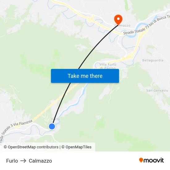 Furlo to Calmazzo map