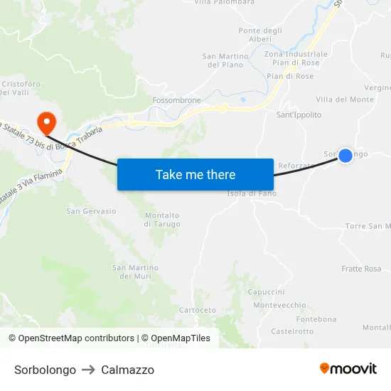 Sorbolongo to Calmazzo map