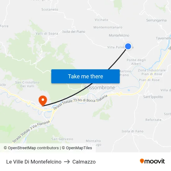 Le Ville Di Montefelcino to Calmazzo map