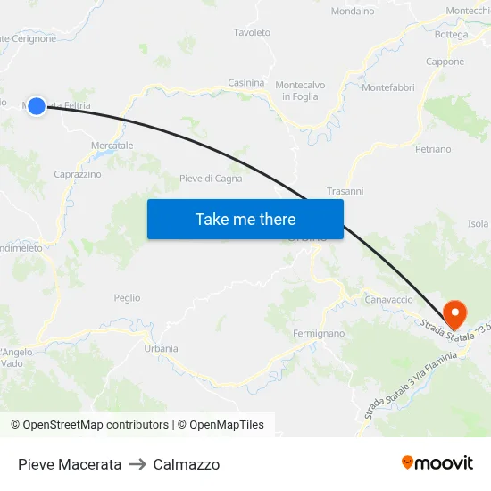 Pieve Macerata to Calmazzo map