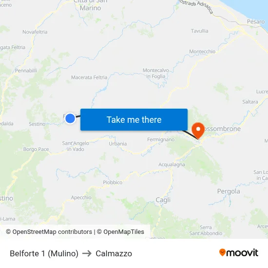 Belforte 1 (Mill) to Calmazzo map