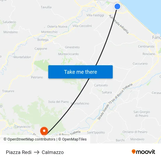 Piazza Redi to Calmazzo map