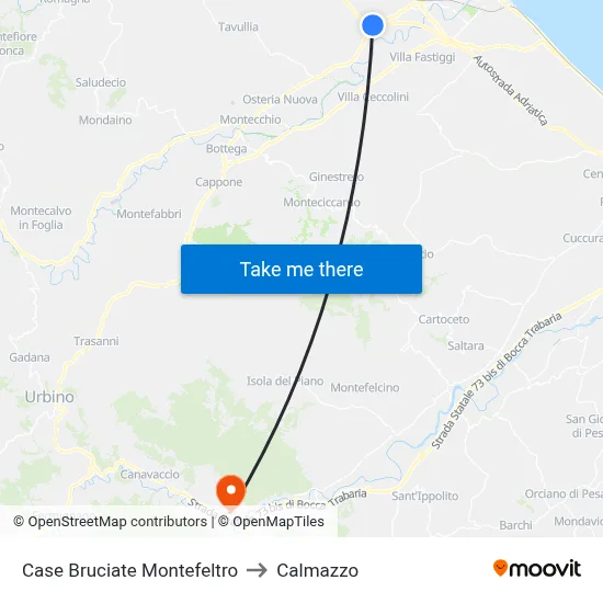 Case Bruciate Montefeltro to Calmazzo map