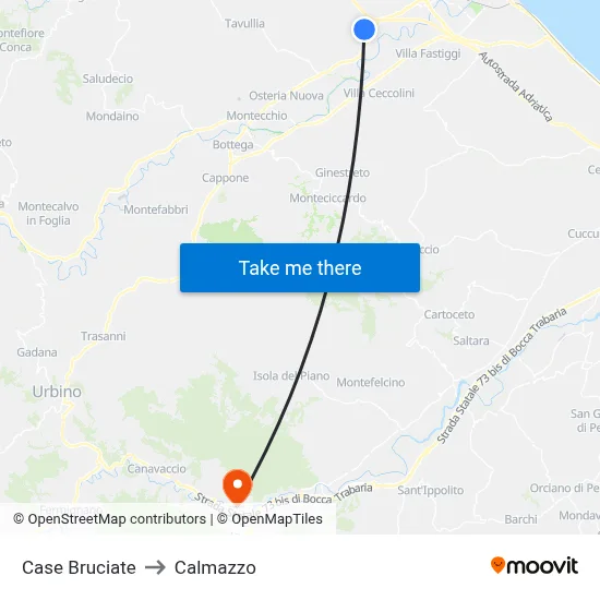 Burned Houses to Calmazzo map
