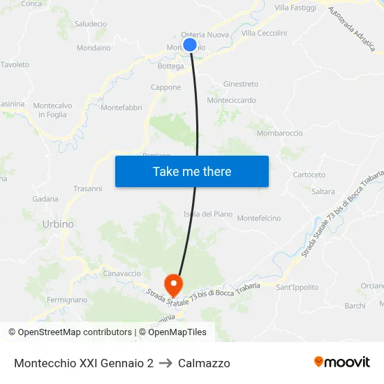 Montecchio XXI January 2 to Calmazzo map