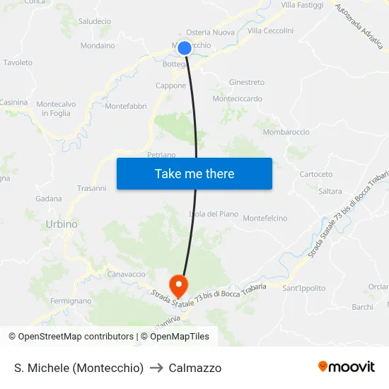 San Michele (Montecchio) to Calmazzo map