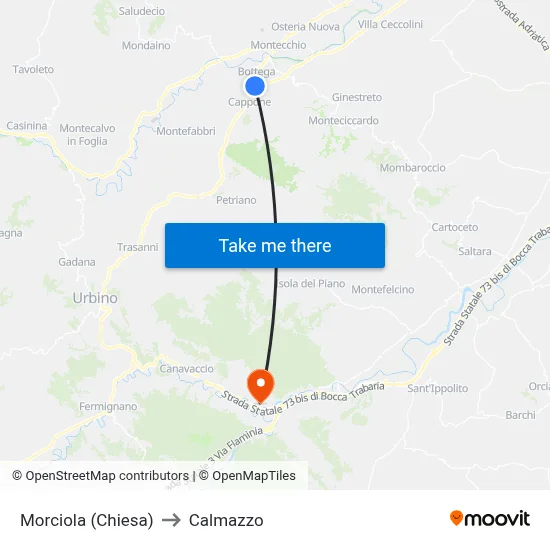 Morciola (Church) to Calmazzo map