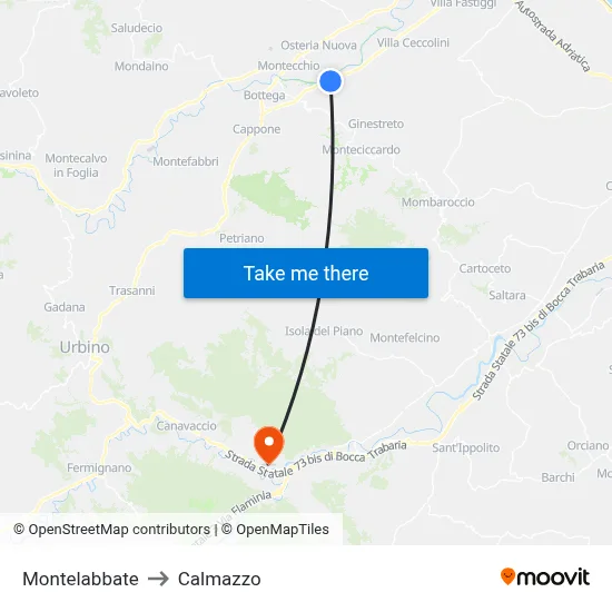 Montelabbate to Calmazzo map