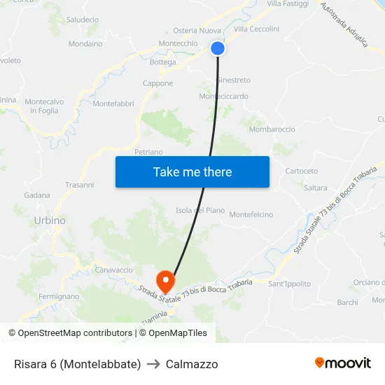Risara 6 (Montelabbate) to Calmazzo map