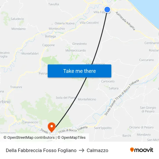 Della Fabbreccia Fosso Fogliano to Calmazzo map