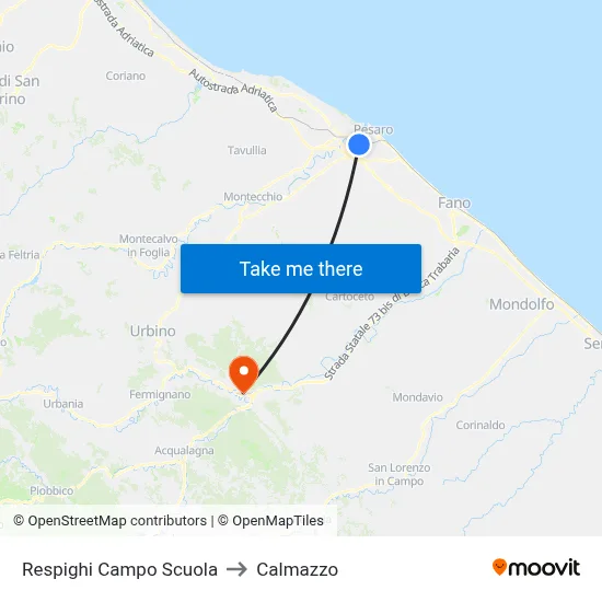 Respighi Sports Field to Calmazzo map