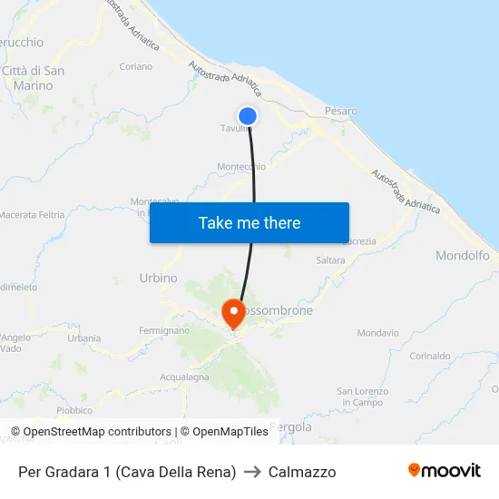 To Gradara 1 (Cava Della Rena) to Calmazzo map