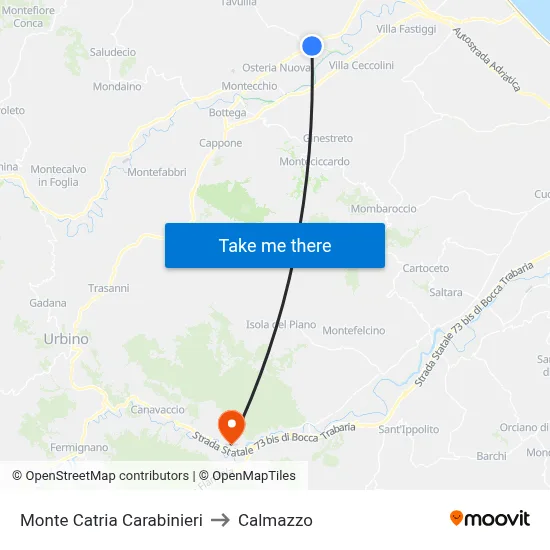 Monte Catria Carabinieri to Calmazzo map